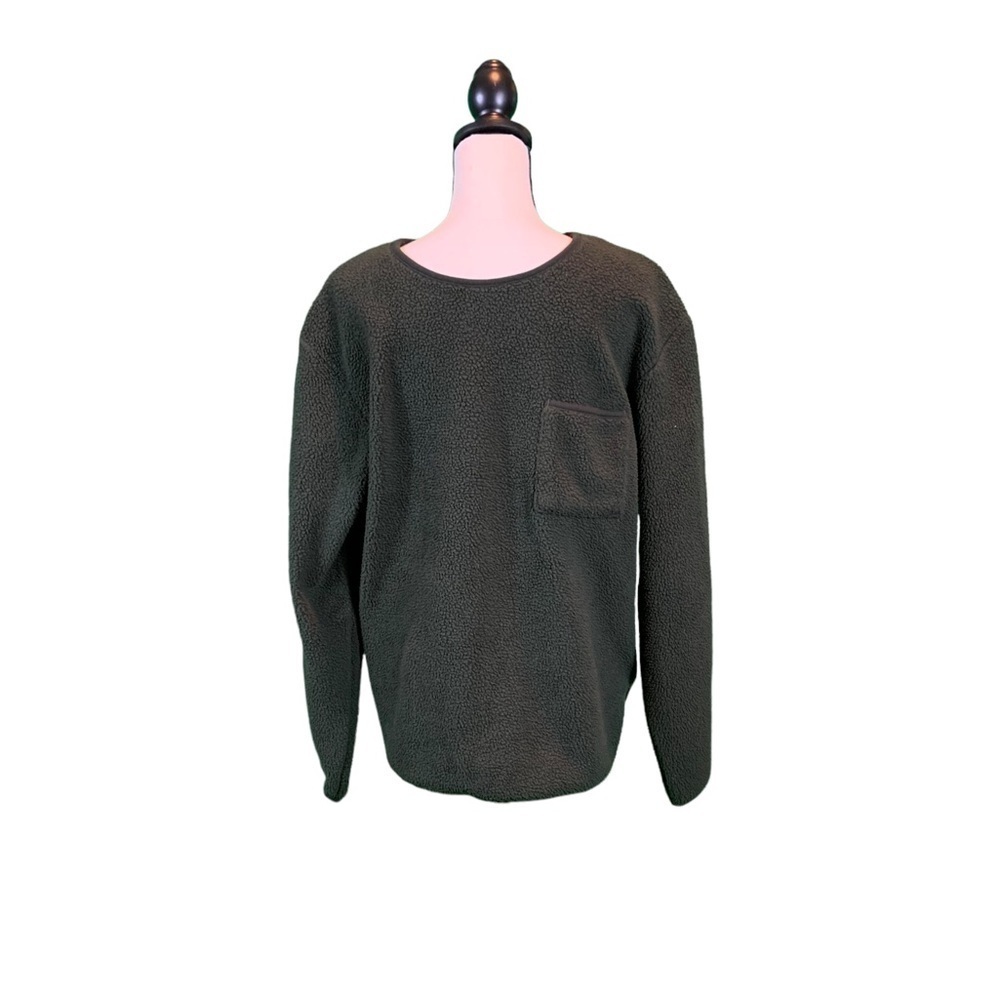 Selected Homme Dark Green 100% Polyester Fleece Crew Neck Pullover - Medium